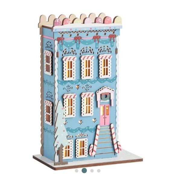 Gingerbread house blue new laser cut led decorations Christmas decor holiday - Picture 4 of 4